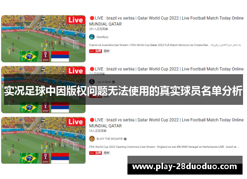 实况足球中因版权问题无法使用的真实球员名单分析